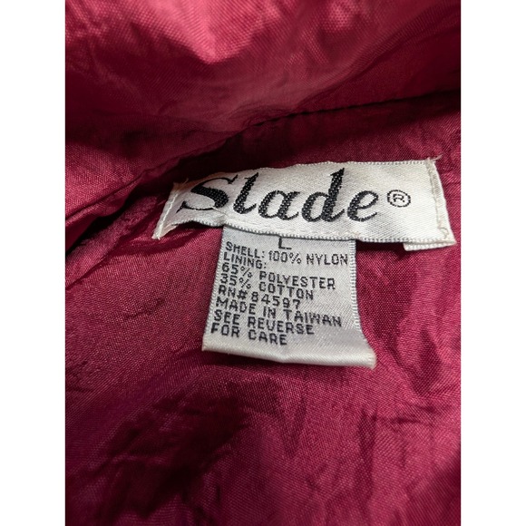 Slade Women's L Burgundy Thanksgiving Print Tracksuit Set Jacket Pants Vintage - Picture 2 of 8